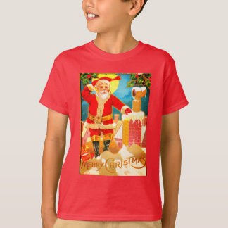 T-shirt Joyeux Noël Père Noël cheminée amusant festif