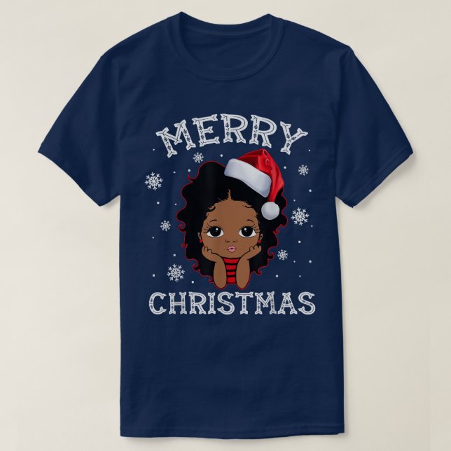T-shirt Joyeux Noël Père Noël Costume afro-américain Xma (Design devant)