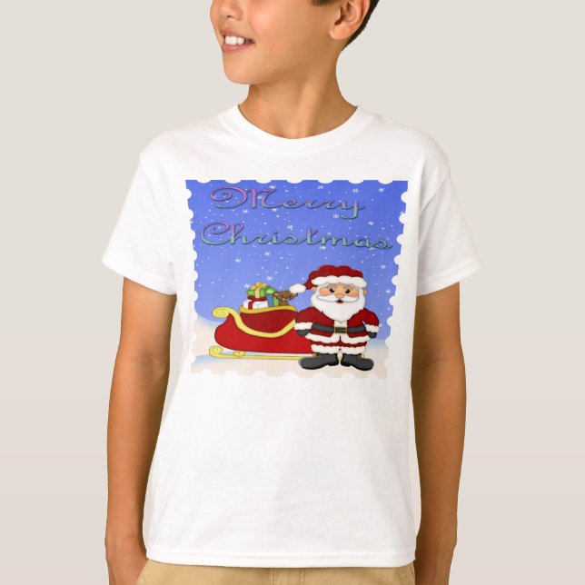 T-shirt Joyeux Noël Père Noël La longue chemise à manches  (Devant)