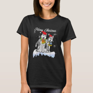 T-shirt Joyeux Noël Père Noël Sibérien Husky Chien Noël