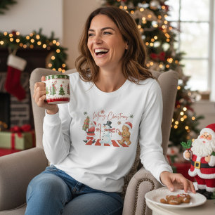 T-shirt Joyeux Noël Personnages de Noël Mignons Santa