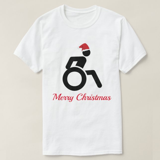 T-shirt Joyeux Noël personnalisable avec fauteuil roulant  (Design devant)