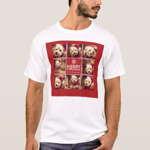 T-shirt Joyeux Noël Photo Collage Rouge Blanc