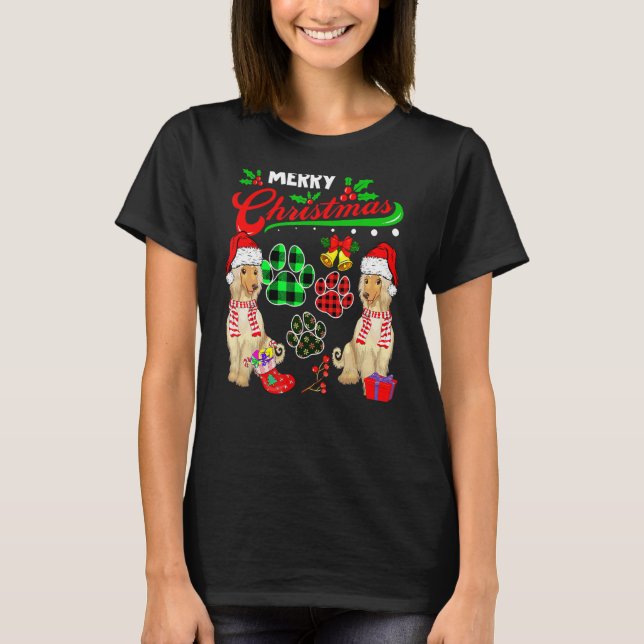 T-shirt Joyeux Noël Plaid Chien Patrouilles Deux Père Noël (Devant)