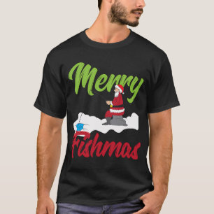 T-shirt Joyeux Noël Poisson Arbre de Noël Pêche Drôle