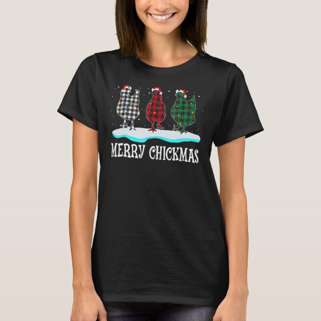 T-shirt Joyeux Noël Poulet de Noël Feu de Noël Lumières No (Devant)