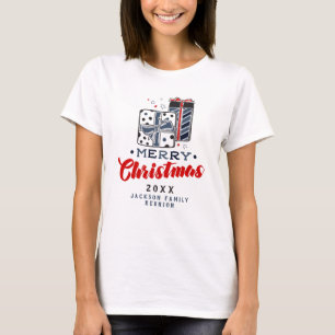 T-shirt Joyeux Noël Présents Texte personnalisé Rouge Bleu