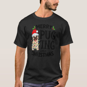T-shirt Joyeux Noël Pug'ing Père Noël Pug Lumière de Noël