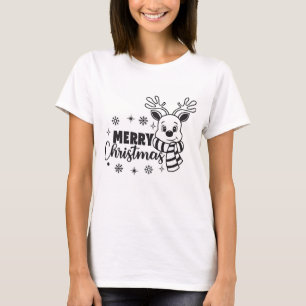 T-shirt Joyeux Noël Renne Mignon Salutation