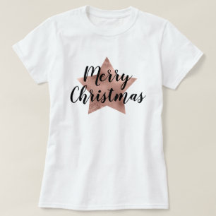 T-shirt Joyeux Noël Rose Gold Rose Clair Étoile