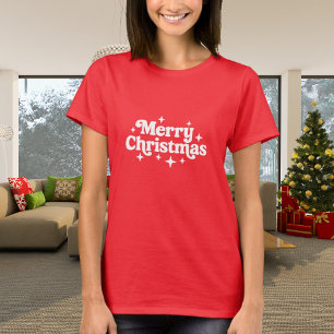 T-shirt Joyeux Noël rouge blanc rétro