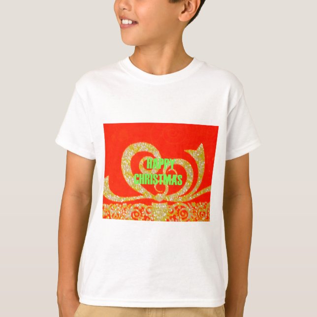 T-shirt Joyeux Noël rouge et or (Devant)