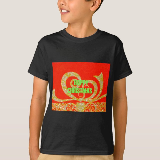 T-shirt Joyeux Noël rouge et or (Devant)