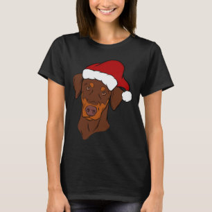 T-shirt Joyeux Noël Rouge Et Tan Doberman