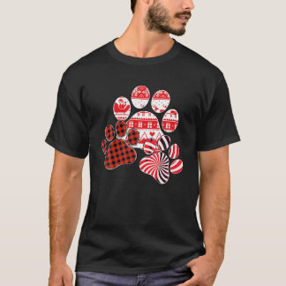 T-shirt Joyeux Noël Rouge Plaid Sucre de canne chien Empre