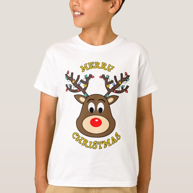 T-shirt Joyeux Noël, Rudolph le renne à nez rouge (Devant)