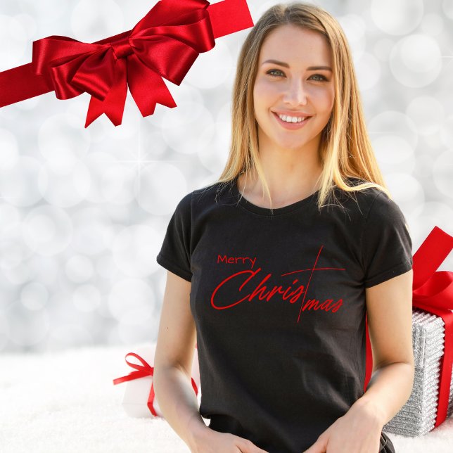 T-shirt Joyeux Noël Script Croix chrétienne (Créateur téléchargé)