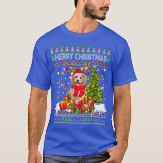 T-shirt Joyeux Noël Shih Tzu Père Noël Lumières d'arbre de