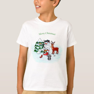 T-shirt Joyeux Noël ! Snowman avec amis