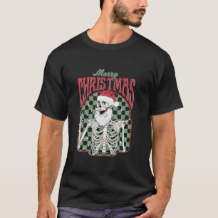 T-shirt Joyeux Noël Squelette Père Noël Vintage Noël