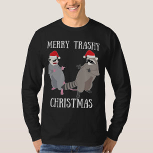 T-shirt Joyeux Noël Trashy Garbage Gang Opossum Raccoo