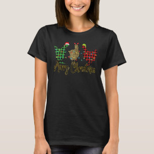 T-shirt Joyeux Noël Trois Poulet Buffalo Léopard Rouge