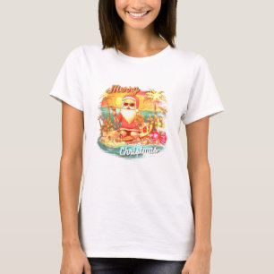 T-shirt Joyeux Noël, tropique, santa claus, vacances