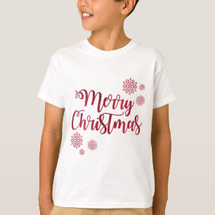T-shirt Joyeux Noël Typographie du flocon de neige rouge
