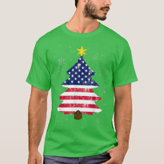 T-shirt Joyeux Noël Us Drapeau Noël Arbre de Noël American