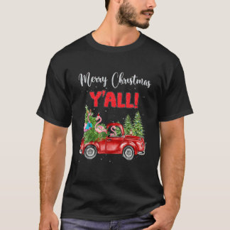 T-shirt Joyeux Noël Y’All Xmas Flamant rose Red Plai
