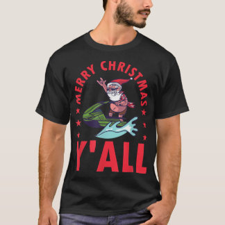 T-shirt Joyeux Noël Yall Père Noël Jetski Noël d'été
