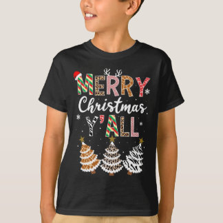 T-shirt Joyeux Noël Y'all Tree Leopard Giraffe Zebra S