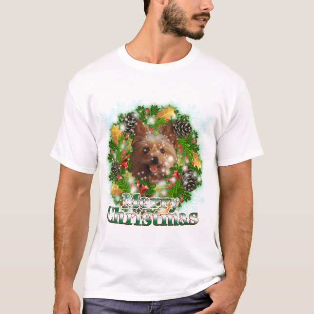 T-shirt Joyeux Noël Yorkie (Devant)