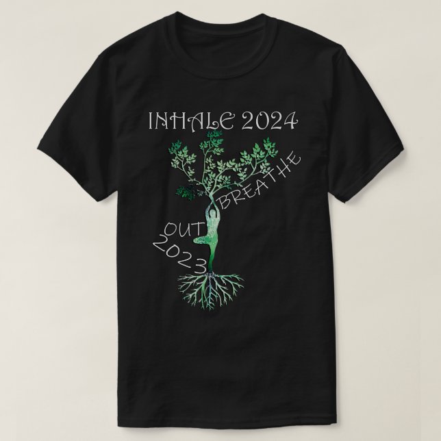T-shirt Joyeux Nouvel An 2024 Respire Out 2023 Inhale 2024 (Design devant)
