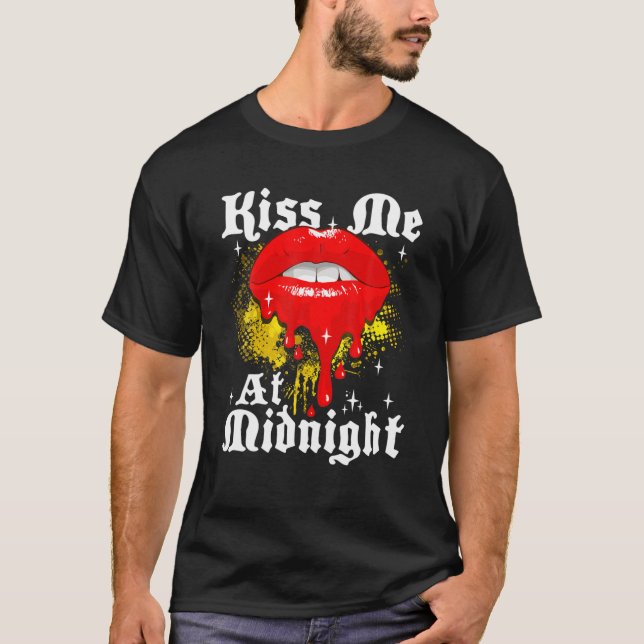 T-shirt Joyeux Nouvel An Eve M'Embrasse À Minuit Lips (Devant)