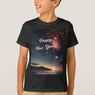 T-shirt Joyeux Nouvel An Fireworks Script Typographie Enfa