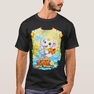T-shirt Joyeux Nouvel An lao – Douce éléphant blanc Pi Mai