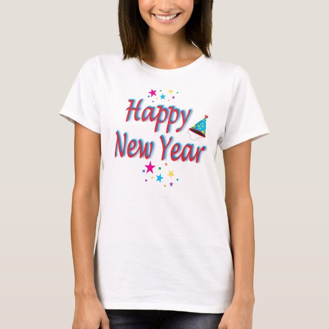 T-shirt Joyeux Nouvel An Message du Parti le plus grand T- (Devant)