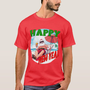 T-shirt Joyeux Nouvel An Plage Père Noël