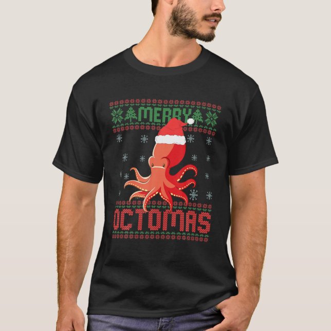 T-shirt Joyeux Octomas drôle Octopus laide de Noël (Devant)