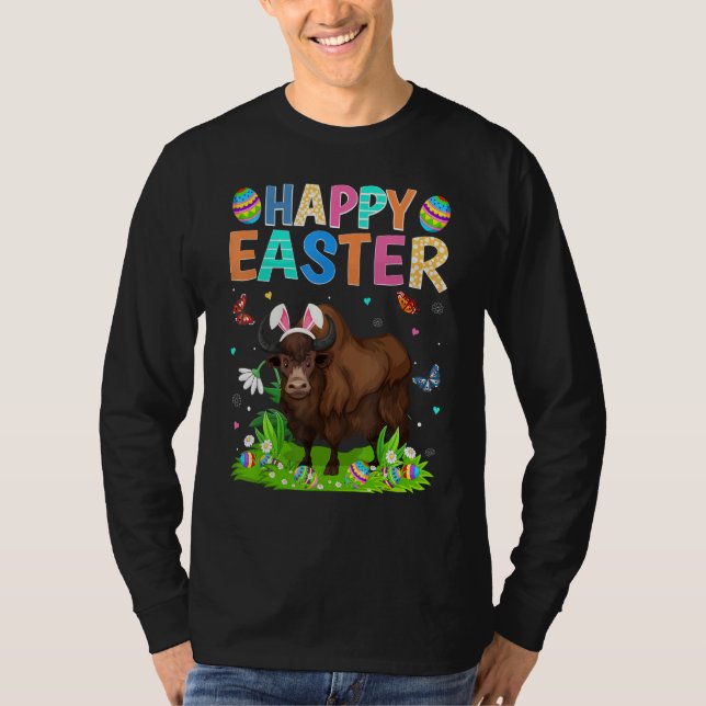 T-shirt Joyeux oeuf de lapin de Pâques Funny Bison de Pâqu (Devant)