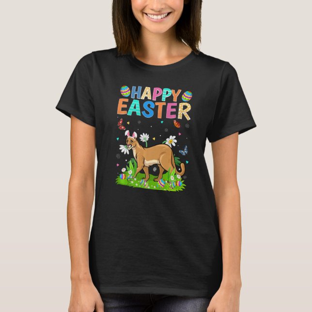 T-shirt Joyeux oeuf de lapin de Pâques Funny Cougar dimanc (Devant)