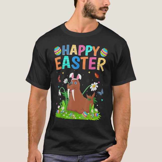 T-shirt Joyeux oeuf de lapin de Pâques Funny Walrus dimanc (Devant)