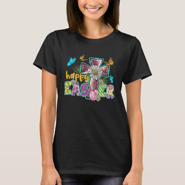 T-shirt Joyeux Oeuf de Pâques Christian Leopard Jésus Croi (Devant)