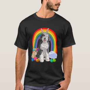 T-shirt Joyeux Oeufs de Pâques Brouillard Chien Sheepadood