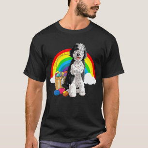 T-shirt Joyeux Oeufs de Pâques Brouillard Chien Sheepadood