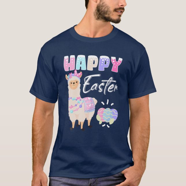 T-shirt Joyeux Oeufs de Pâques Llama (Devant)