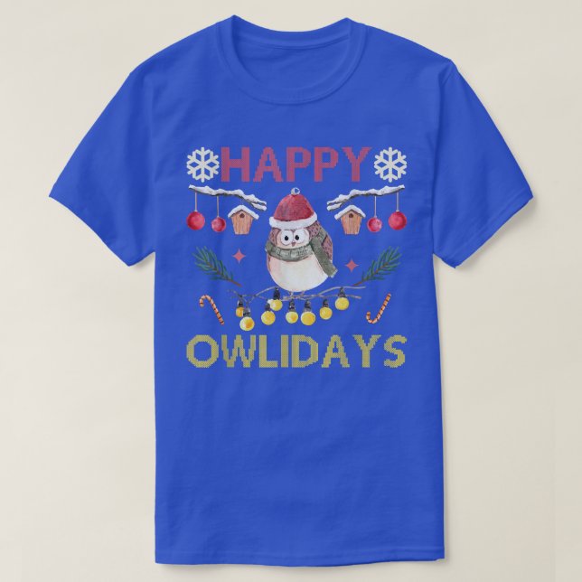 T-shirt Joyeux Owlidays, hibou de Noël (Design devant)