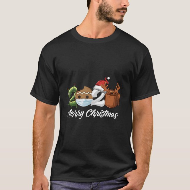 T-shirt Joyeux pain d'épices 2020 portant un masque facial (Devant)