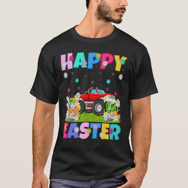 T-shirt Joyeux Pâques drôle Camion Monstre Floral Pâques S (Devant)